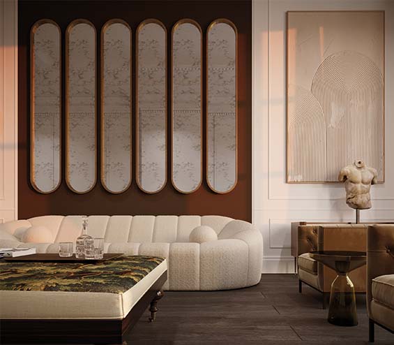 Unique home interior design with white sofa.